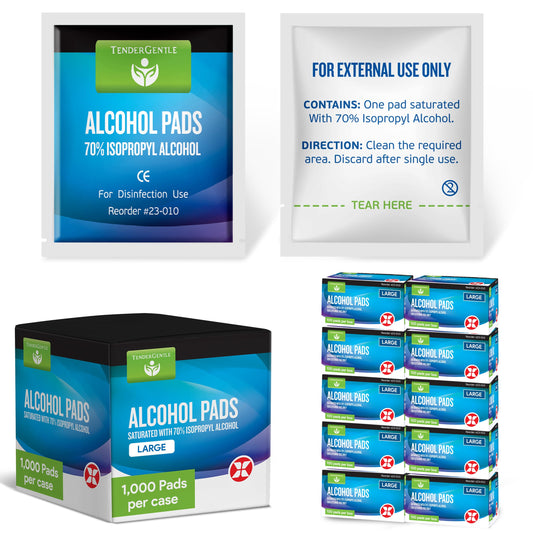 Alcohol Wipes Individually Wrapped - Case of 1000 Sterile Alcohol Prep Pads Saturated with 70% Isopropyl - Skin Prep Swabs for First Aid, Injections, Nails, and Medical Use - Large