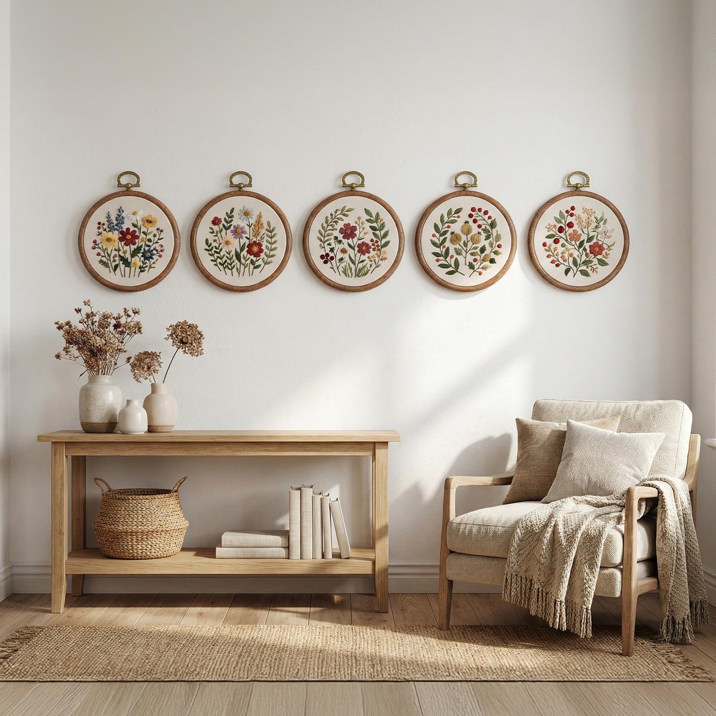 Kegeeei 18 Pcs 3 Inch Round Embroidery Hoops, Imitated Wood Cross Stitch Hoop Display Frame Circle for DIY Craft Sewing Hanging Ornaments