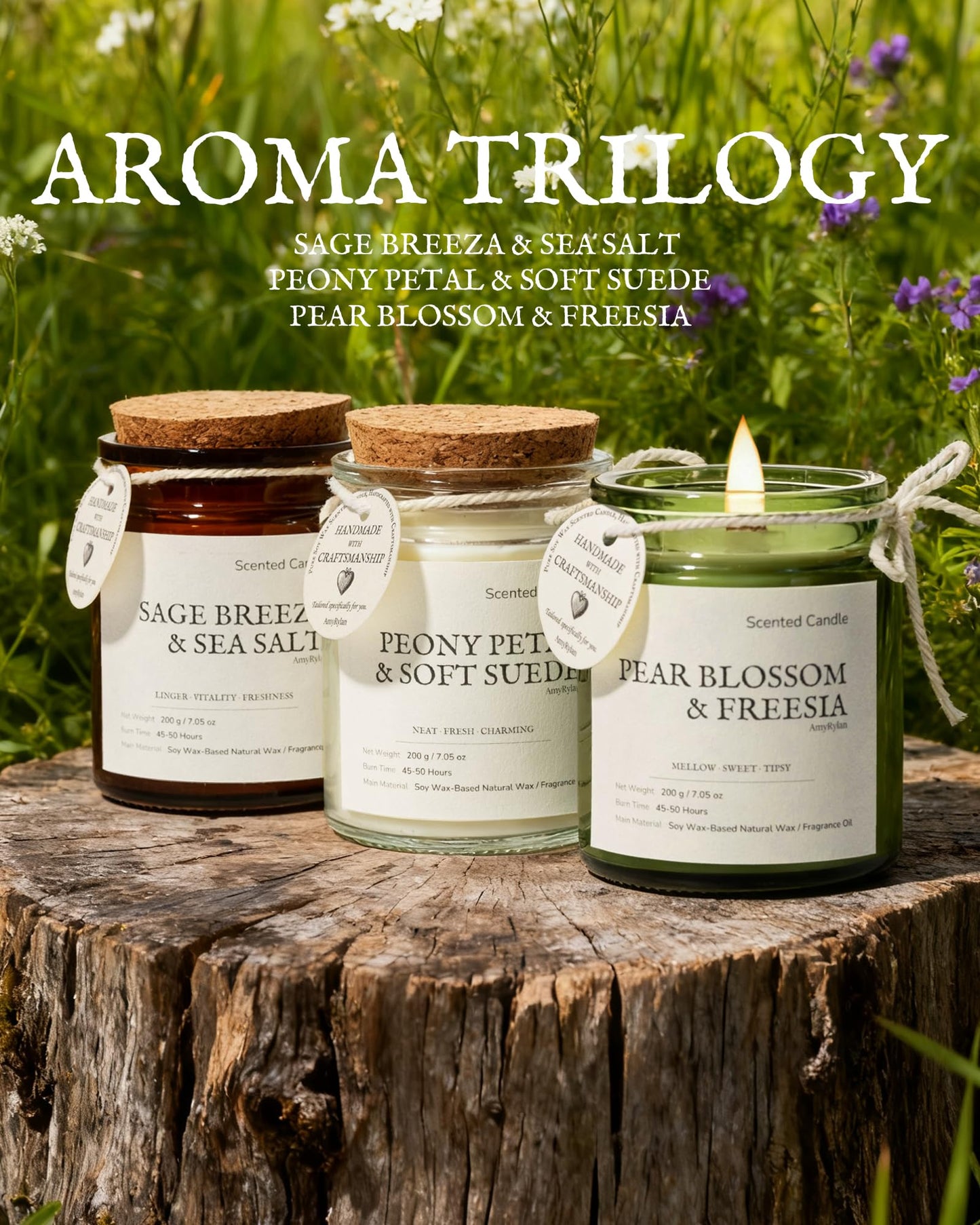 3 Pack Non-Toxic Soy Wax Scented Candles Gift Set for Women, 21.15oz Wooden Wick Candle for Home, 135H Long Burn Time, Aromatherapy Candles, Birthday, Anniversaries, Wedding, Christmas