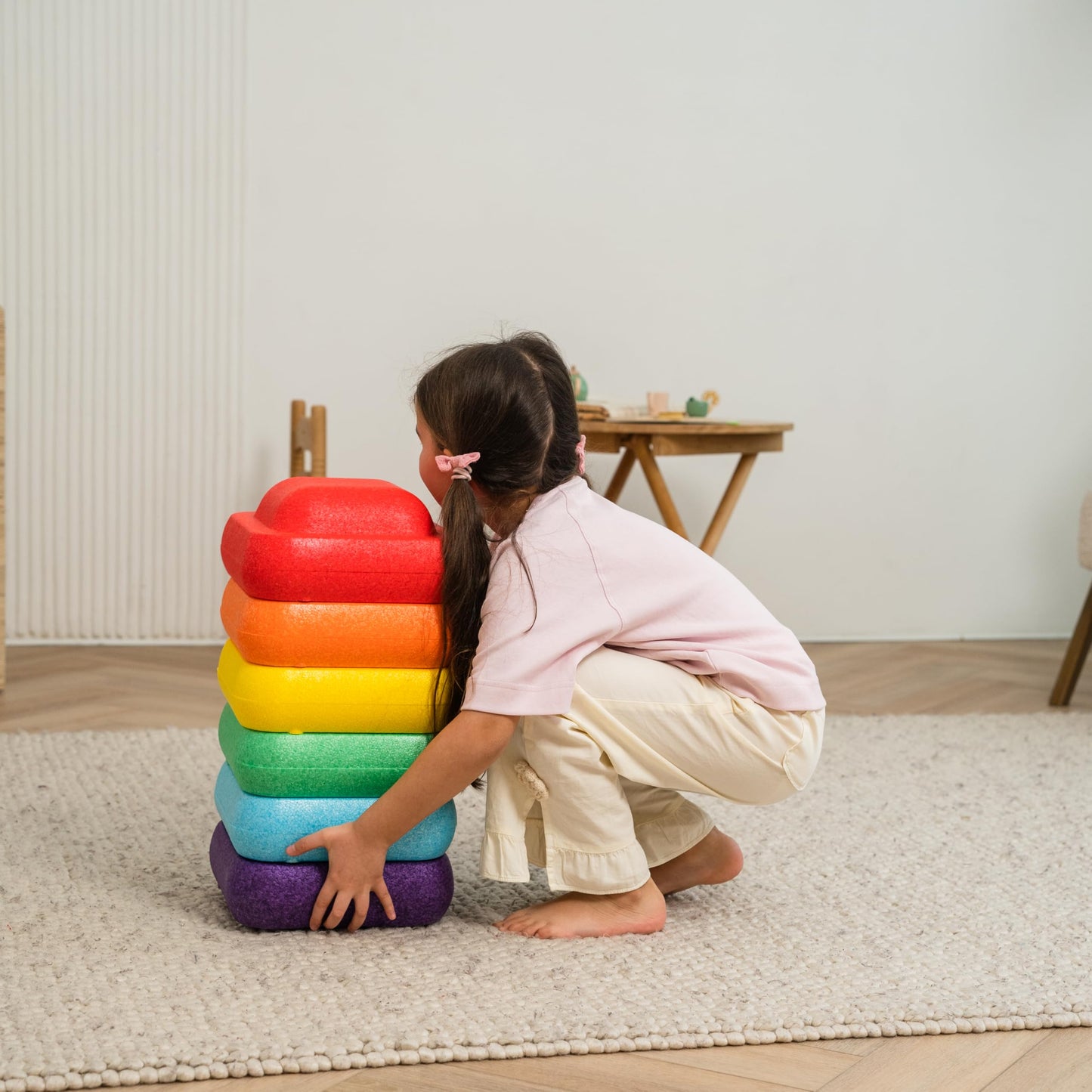 Soft Foam Stepping Stones for Kids – Indoor Balance & Coordination Toy – Lightweight Non-Toxic Styrofoam Play Stones – Obstacle Course, Floor is Lava Game, Sensory Play – Set of six