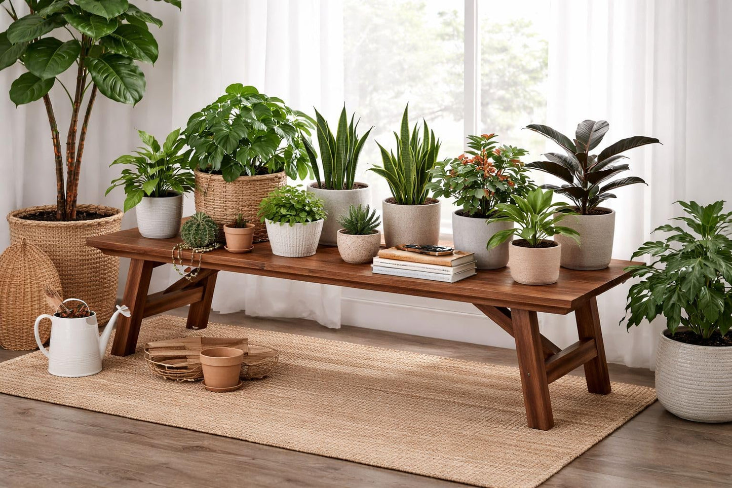 Boraam Rasmus Accent Plant Table - Chestnut Wire-Brush Finish