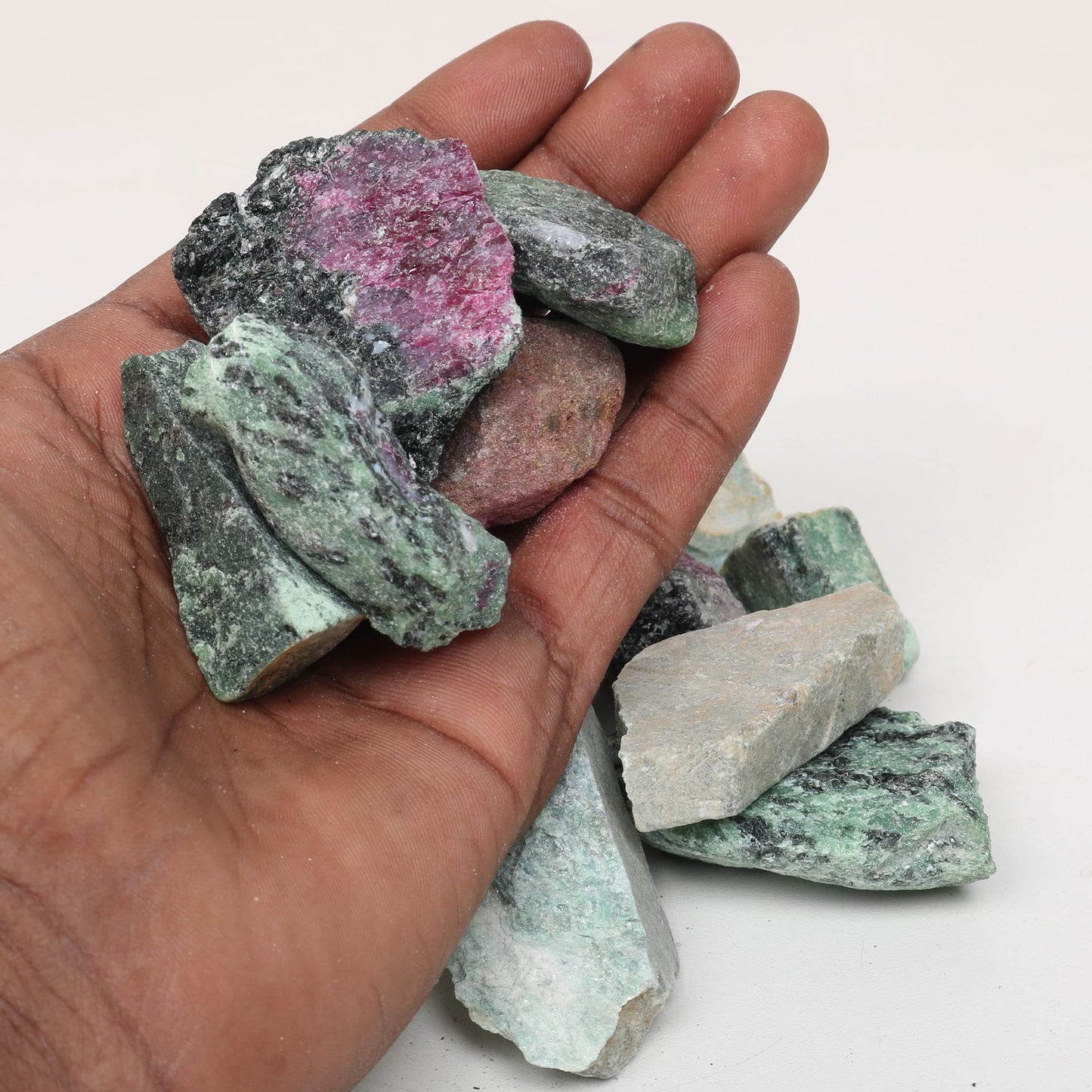 REAL-GEMS Natural Raw Healing Crystals Rough Stones for Tumbling, Cabbing, Polishing, Wire Wrapping, Wicca & Reiki Crystal Healing, Mix Gemstones,7 Chakra (Ruby Zozaite)