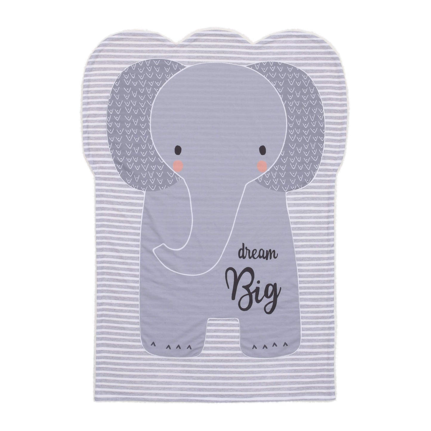 NoJo Emma The Elephant - Grey & White Knit Shaped Baby Blanket - Dream Big, Grey, White, Peach, Black (4397800)