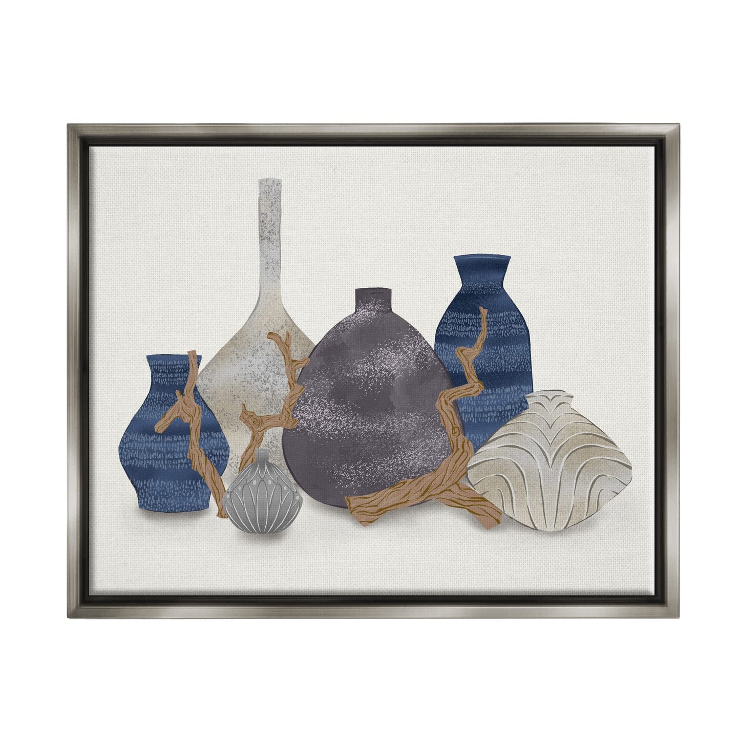 Stupell Industries Ornate Vase Still Life Leaning Driftwood Branches Floating Framed Wall Art, Design By Ziwei Li