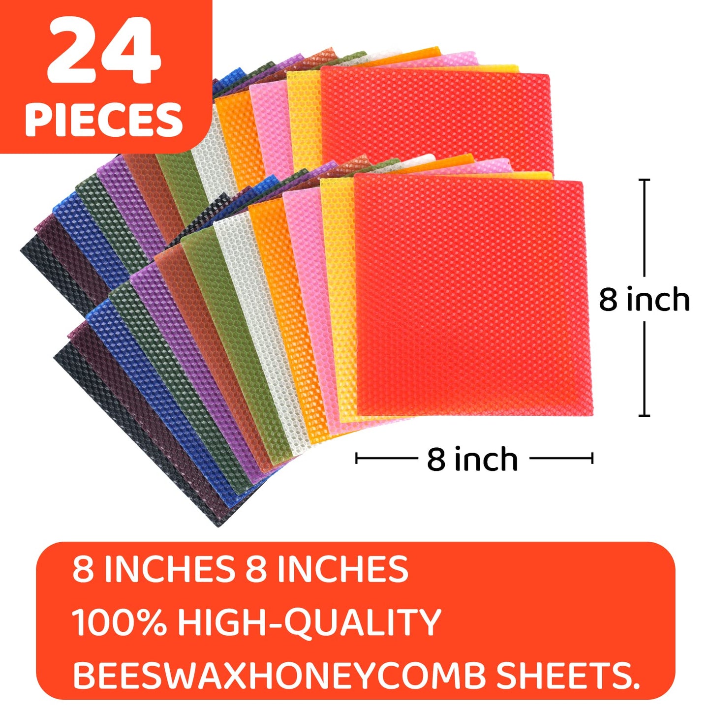 Nafziger 24 Pack 8x8 Inch Beeswax Sheets for Candle Making Kit Starter, Kids & Adults DIY Craft Gift