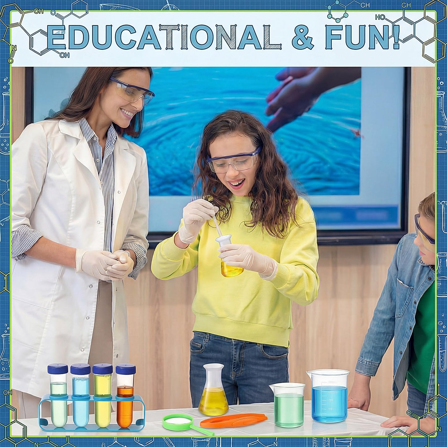 Copkim 39 Pcs Science Kits for Kids Educational Lab Science Experiments Early Learning Set Include Beakers and Test Tubes Droppers for Boys and Girls Birthday Party Gift