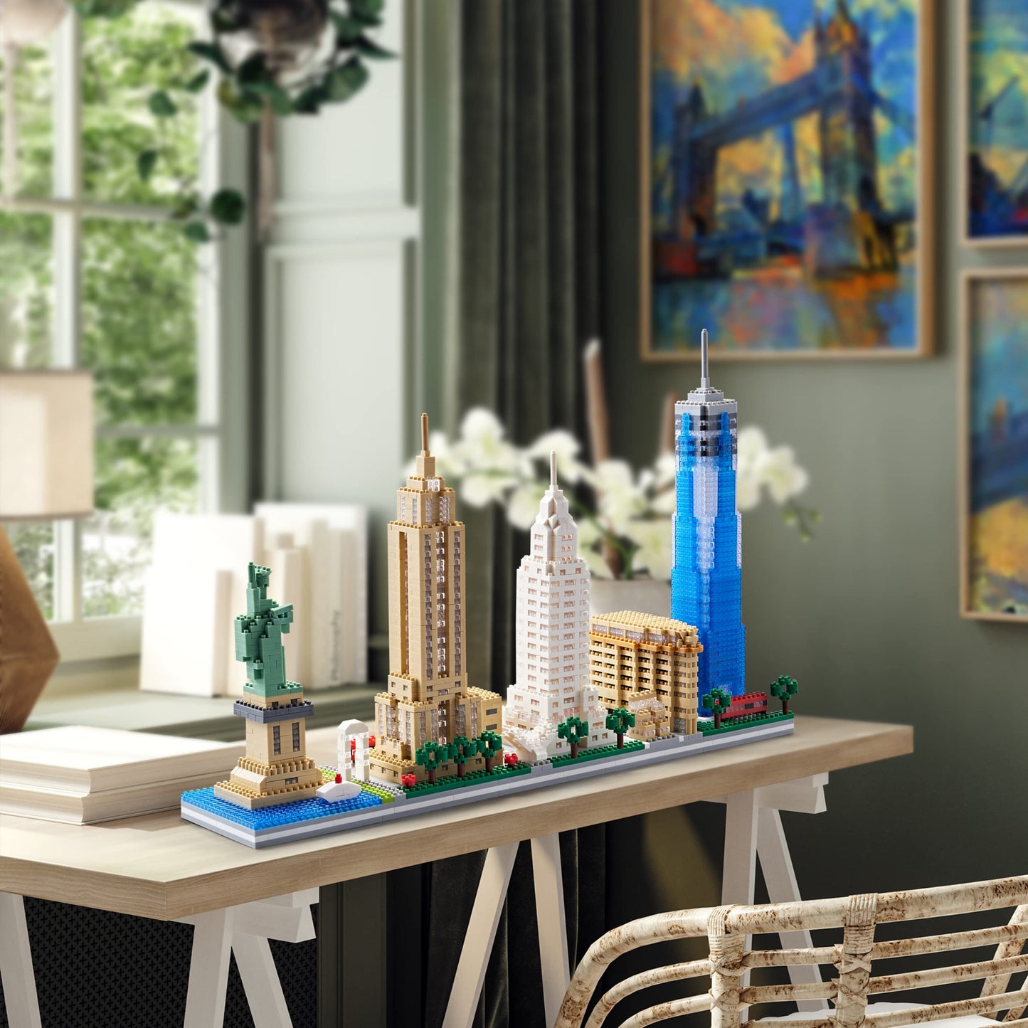 YaJie New York Skyline Micro Mini Blocks Building Set, Collection Model Kit - Detailed City Architecture for Adults（3452 Pcs）