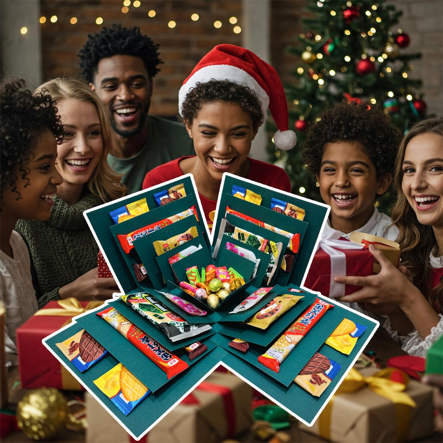 Hryan 5 Layer Gift Box, Multi Layered Explosion Photo DIY Box, Creative Surprise Picture Gift for Important Days and Holidays. (GREEN)