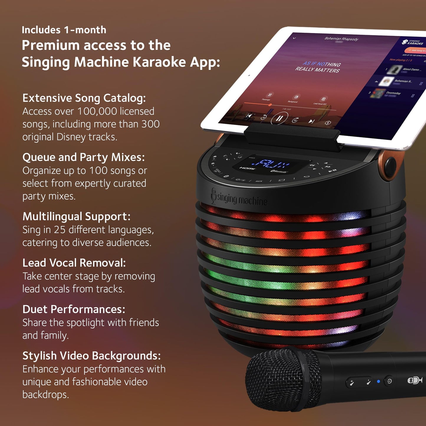 Singing Machine Karaoke system for Adults & Kids with Wireless Microphone, SingCast One - Karaoke Speaker with Video Casting Technology, Karaoke System with Bluetooth & Echo Effects