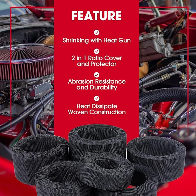 Sonoreboom 2 in 1 Heat Shrink Braided Sleeving Fabric Tubing-Ideal fit Irregular Shape Hose/Cable/Wire (22FT, 2"(50mm))