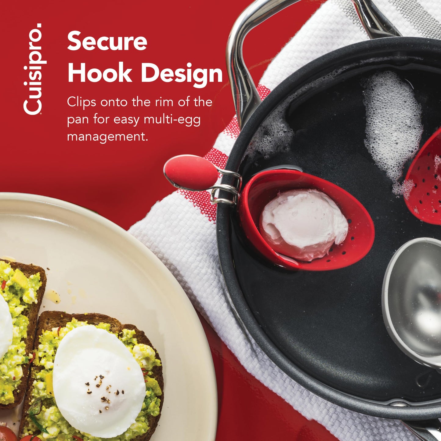 Browne & Co Cuisipro Egg Silicone Poacher Set of 2, Red