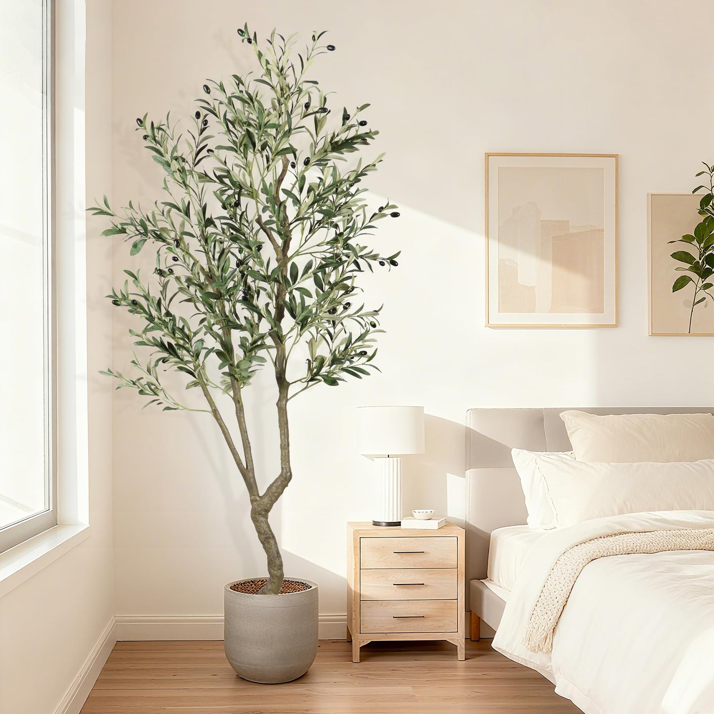 Celestdeco 6.1ft Artificial Olive Tree, Faux Olive Tree with Lifelike Fruits, 72 in Fake Olive Tree with Sturdy Plastic Nursery Pot, Artificial Plants for Office Home Living Room Indoor Outdoor Decor