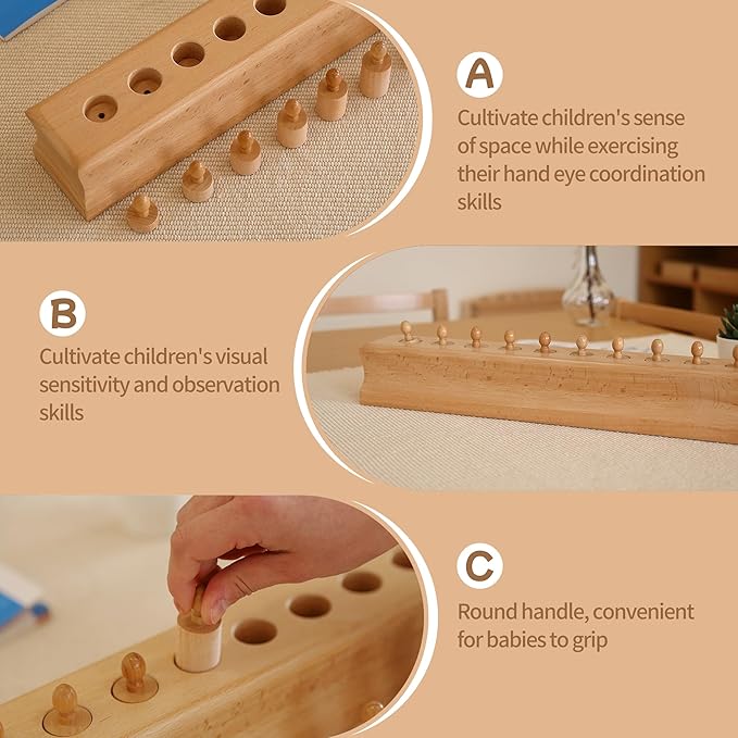 MONTESSORI OUTLET Cylinder Block (Part 4) for Children Aged 3-6 Montessori Education at School and Home
