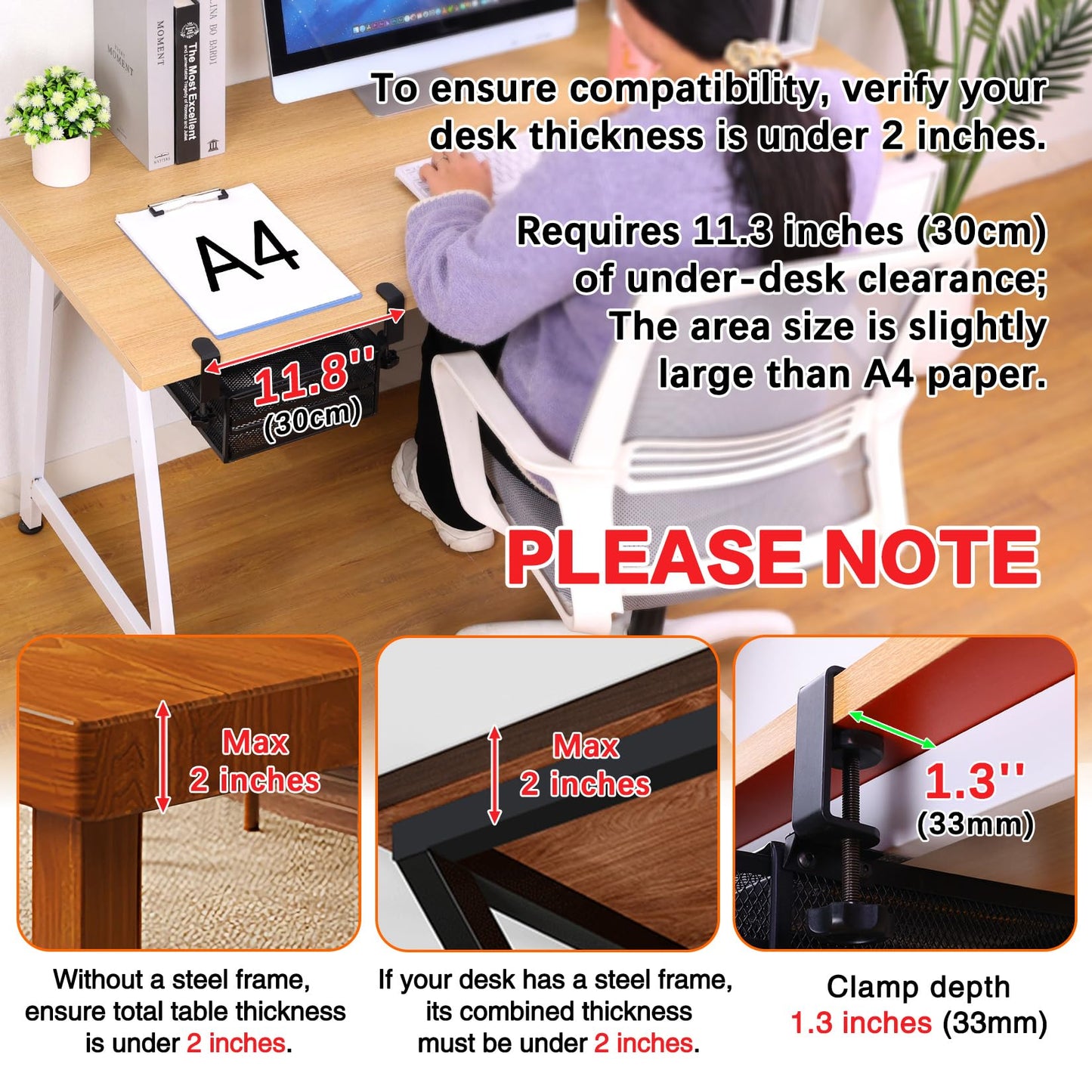 ROSYLINE Under Desk & Desktop Drawer Organizer - 2-Tier Metal Slide Out Drawers Organizer, Storage for Home Office Desk (Black)