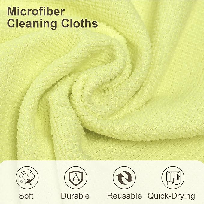 LIVOS Microfiber Cleaning Cloth Roll - 80 Pack, Reusable Paper Towels Tear Away Towels, Microfiber Towels for Cars, Super Absorbent Lint Free Cleaning Rags for House, Kitchen-Beige Yellow,11.5"x11.5"