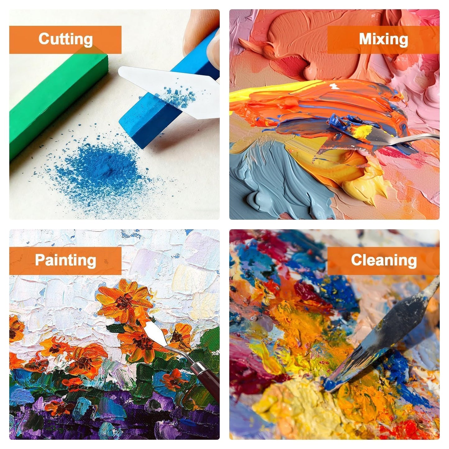 EEEKit 19 PCS Painting Spatula Set, Stainless Steel Palette Knife Set with Art Paint Scrapers, Paint Spatula Tools for Oil Canvas, Watercolor, Acrylic Painting