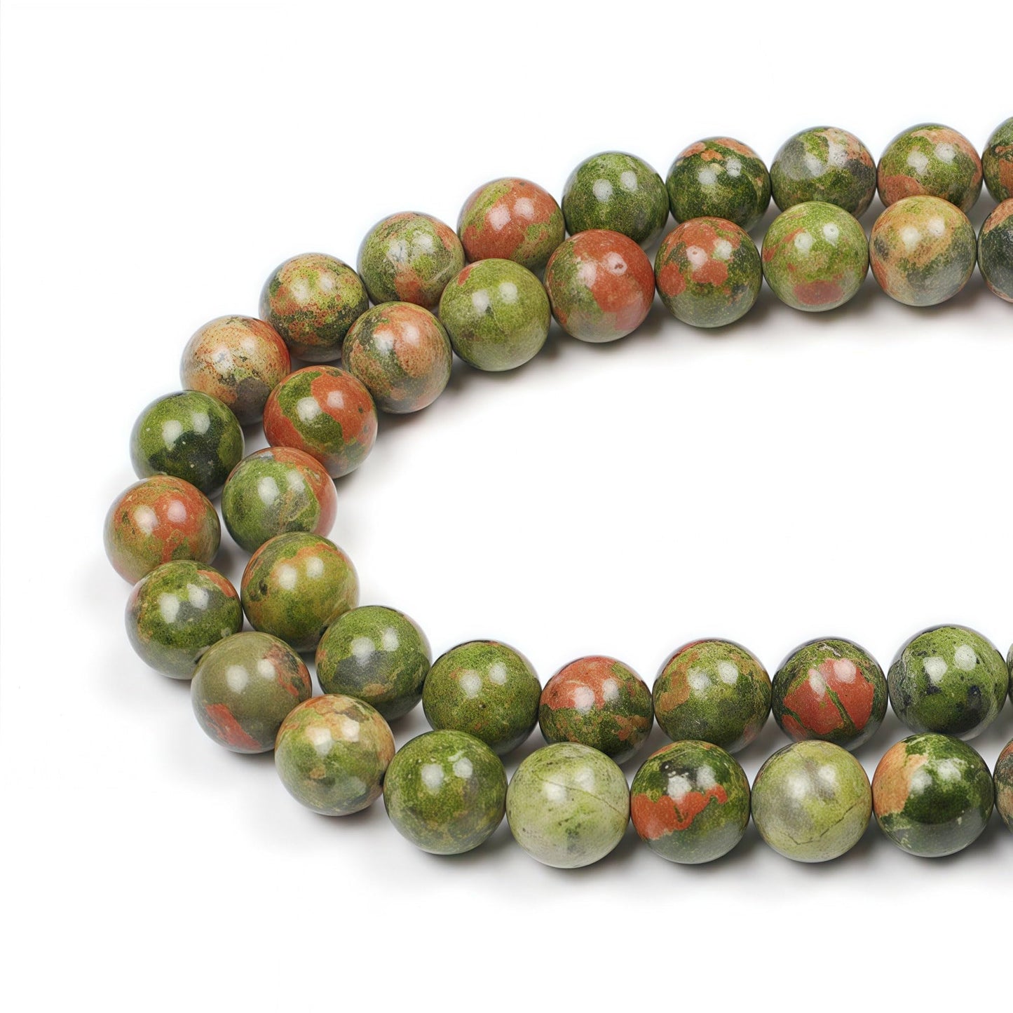 MJDCB Natural Stone Beads Unakite Round Loose Spacer Beads 15'' 4m 6m 8m 10mm 12m for Jewelry Making (10mm)