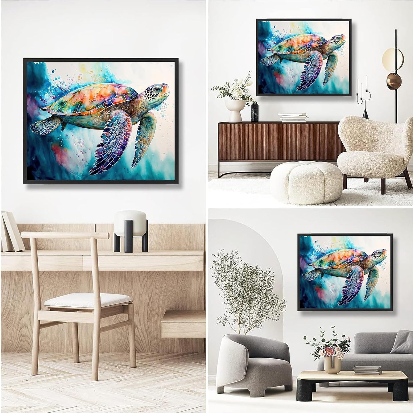 Aapxi Paint by Number for Adults Canvas Sea Turtle - Painting by Numbers Adults' Beginner Craft Kits with 4 Brushes and Acrylic Paint(16X20 Inch)