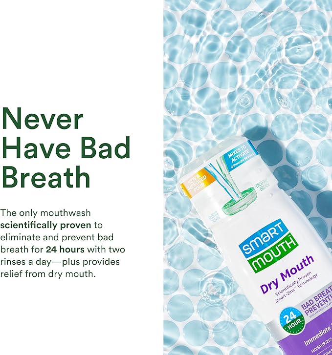 SmartMouth Activated Dry Mouth Mouthwash, Dry Mouth and Bad Breath Relief, Mint, 16 fl oz, 2 Pack