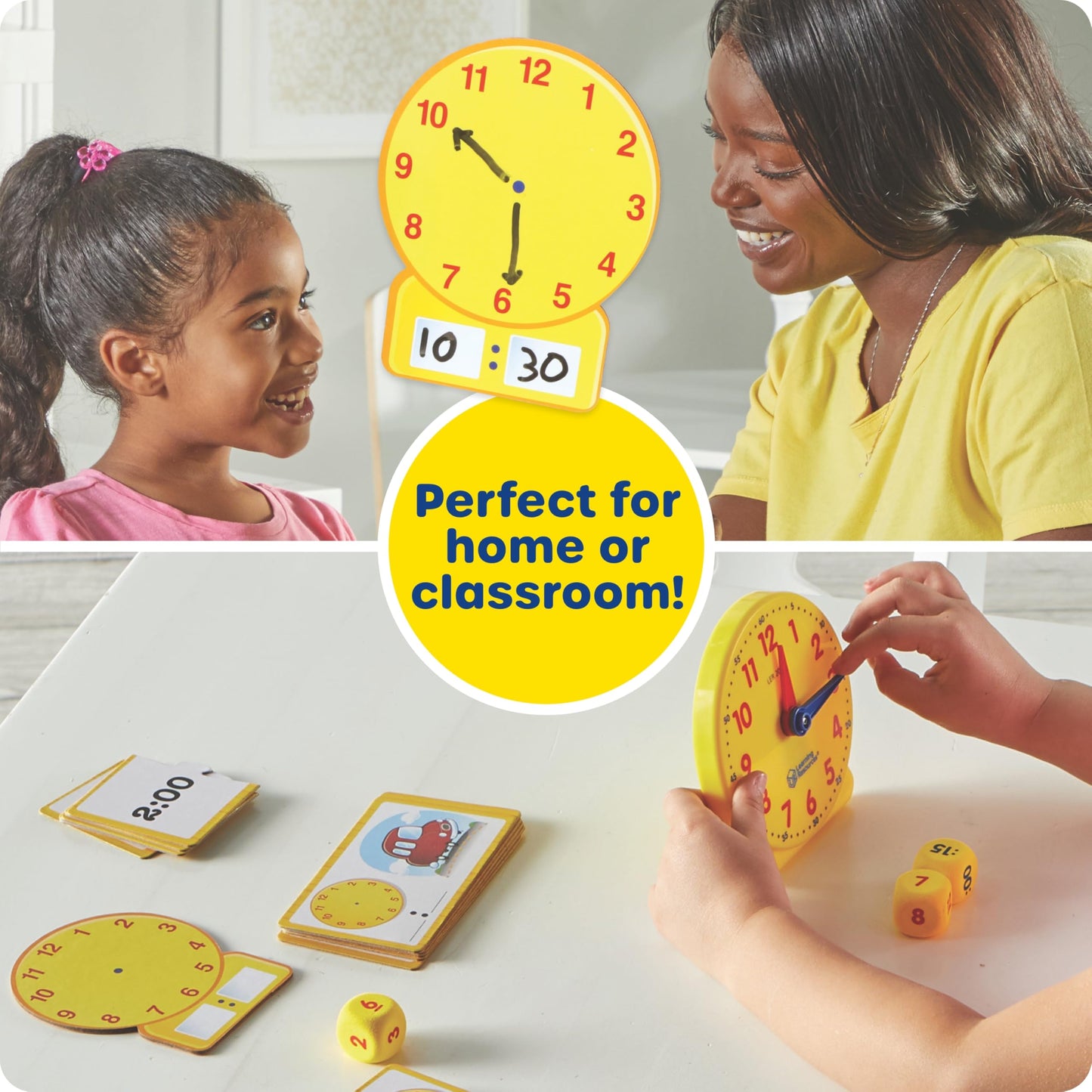 Learning Resources Time Activity Set – Teaching Clocks for Kids, Teacher Classroom Must Haves, Elementary School & Montessori Activities, Math Manipulatives, Time Flash Cards, Gifts for Boys and Girls