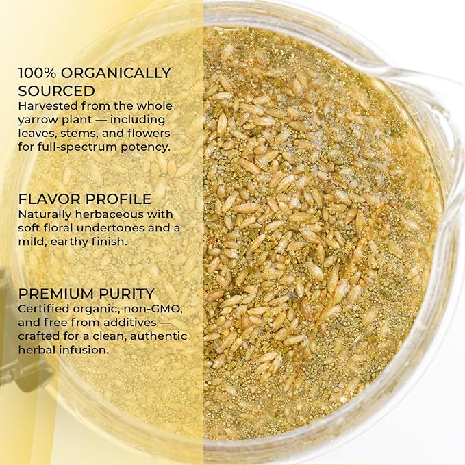 Cure wid Pure Organic Dried Yarrow Herb - 4 oz Non-GMO Cut & Sifted Yarrow Flower - Organic Yarrow Tea for Wellbeing