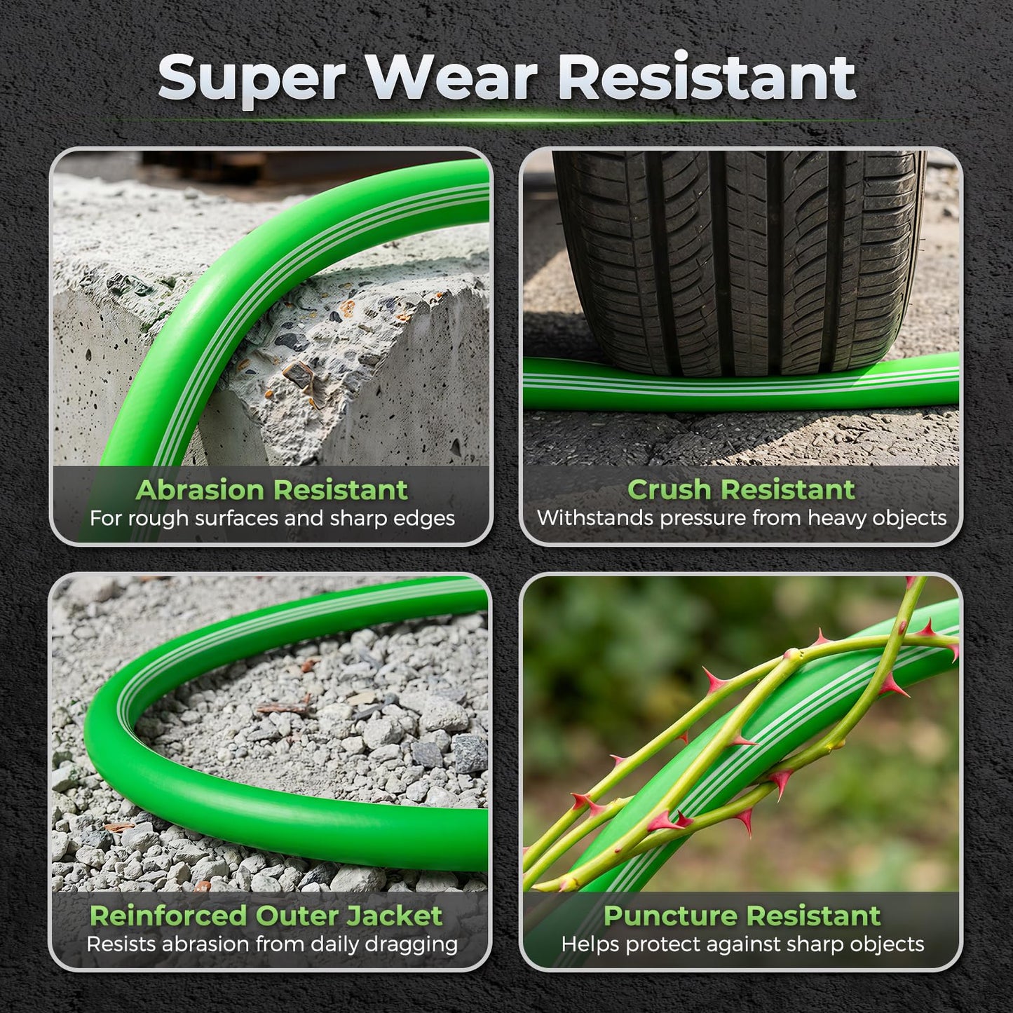 Garden Hose 50 Ft With 8-Pattern Spray Nozzle, 5/8" Lead-Free Flexible Water Hose With 3/4" Anodized Aircraft-Grade Aluminum Interface, Lightweight Kink-Resistant Water Pipe For Lawn, Yard, Outdoor