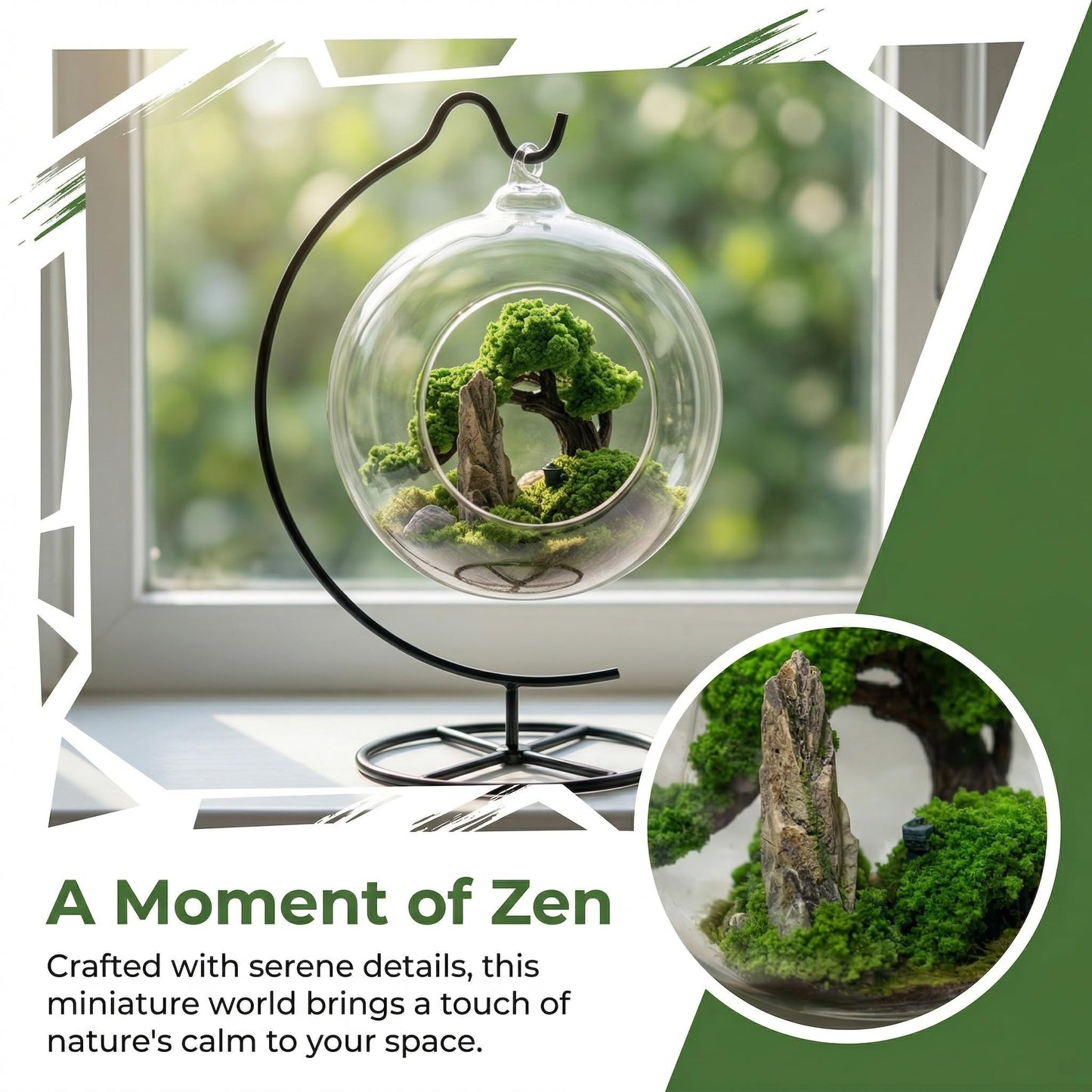 DIY Glass Globe Terrarium-Style Decor Kit, 11-Piece Mini Micro Landscape Ornament Set for Desk, Home & Office- Thoughtful Indoor Gift for Home & Office Decor