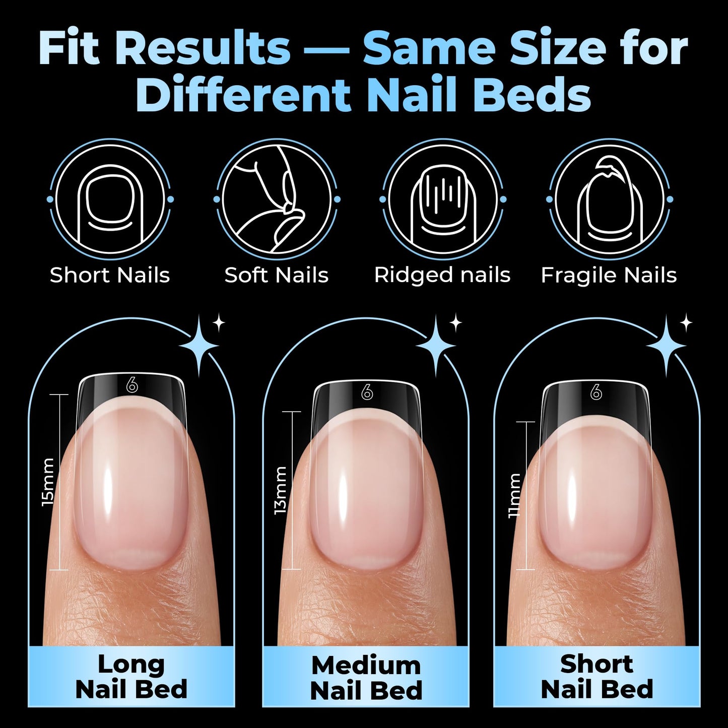 UNA GELLA Short Square Gel Nail Tips 450PCS 15 Sizes Full Cover Pre-etched Soft Gel Square Tips Acrylic Fake False Nails Extensions Easy DIY Art Salon Press On Nails Long-Lasting Hold