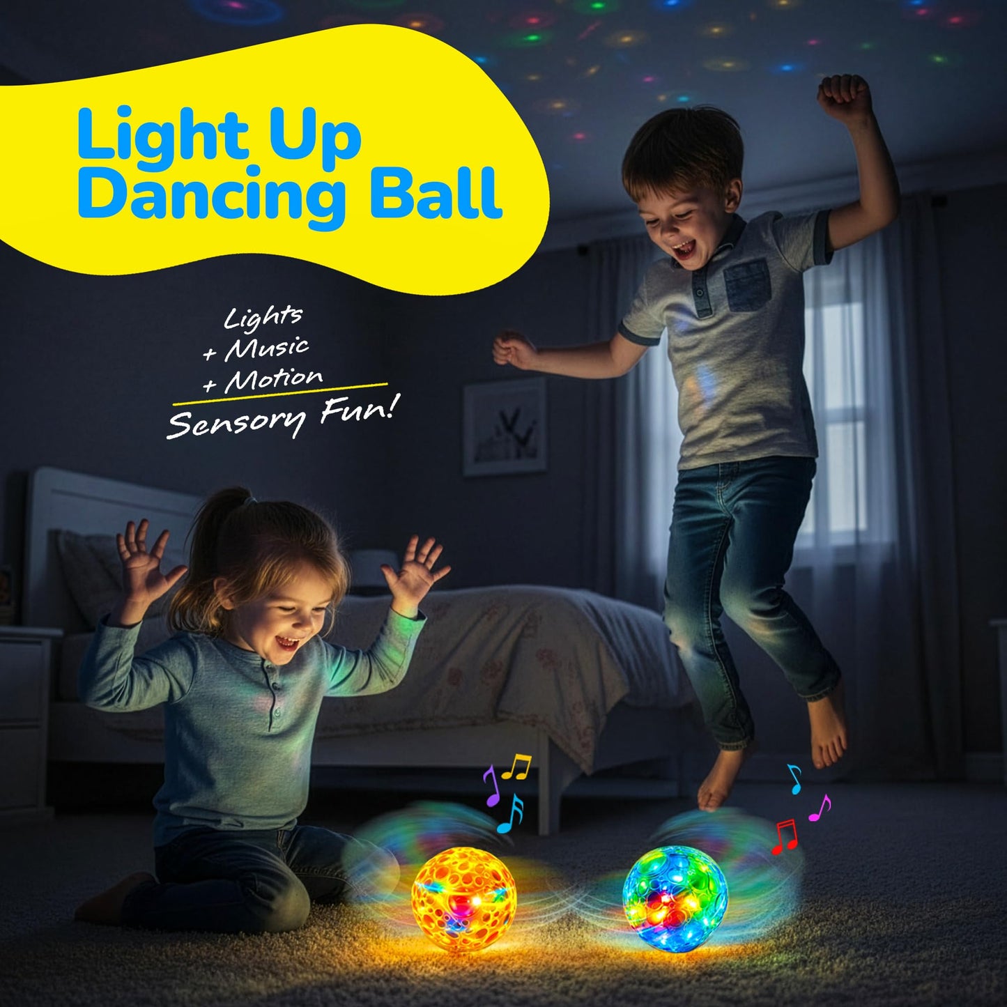 ArtCreativity Light-Up Dancing Ball with Sound Effects, Set of 2, LED Vibrating and Singing Ball for Kids, LED Party Supplies for Birthdays and More, Best Gift and Party Favors for Boys and Girls