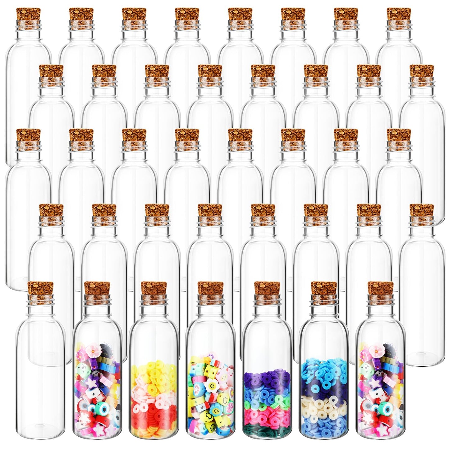 Talandale 50 Pcs 4 oz Potion Bottles with Cork - Clear Plastic Sand Art Bottles for DIY Wedding Party Favors