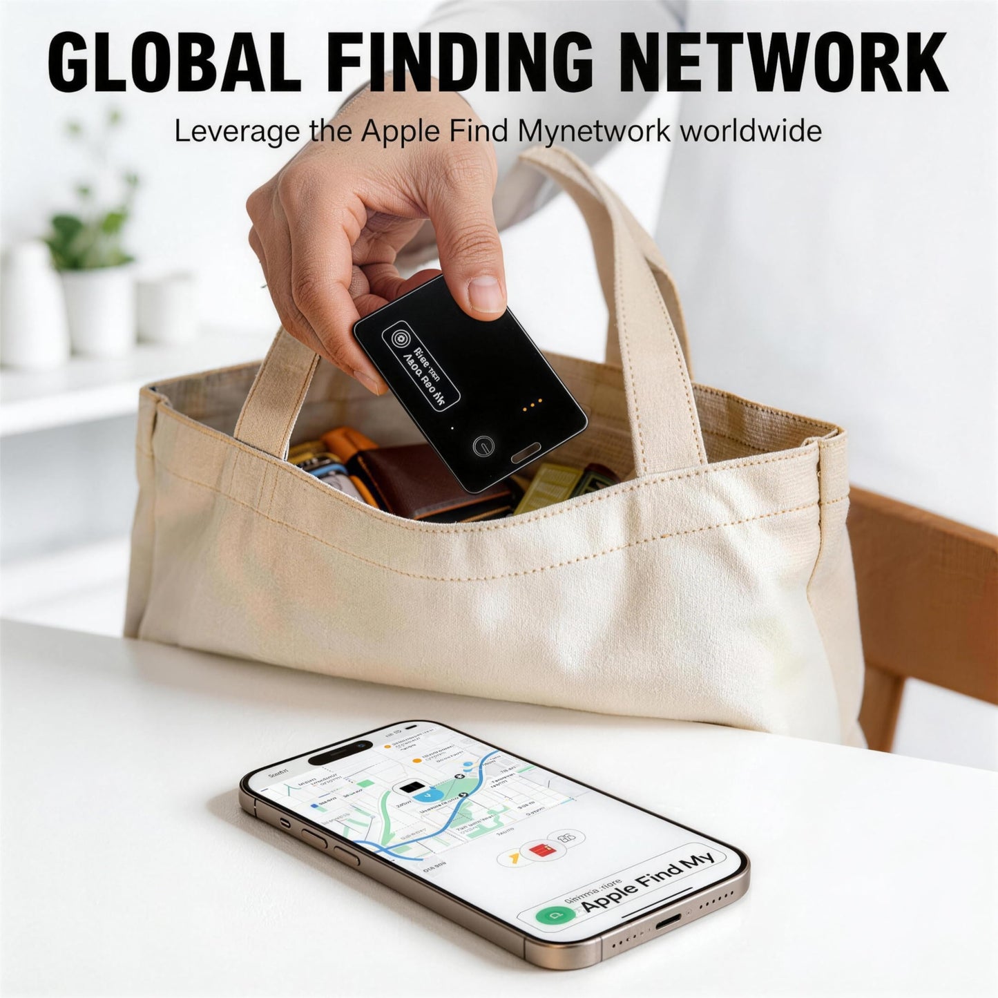 USBERG Wallet Tracker Card (2-Pack) - Ultra-Thin Bluetooth Locator Compatible with iOS Find My Network, Credit Card Size Finder for Wallets & Luggage