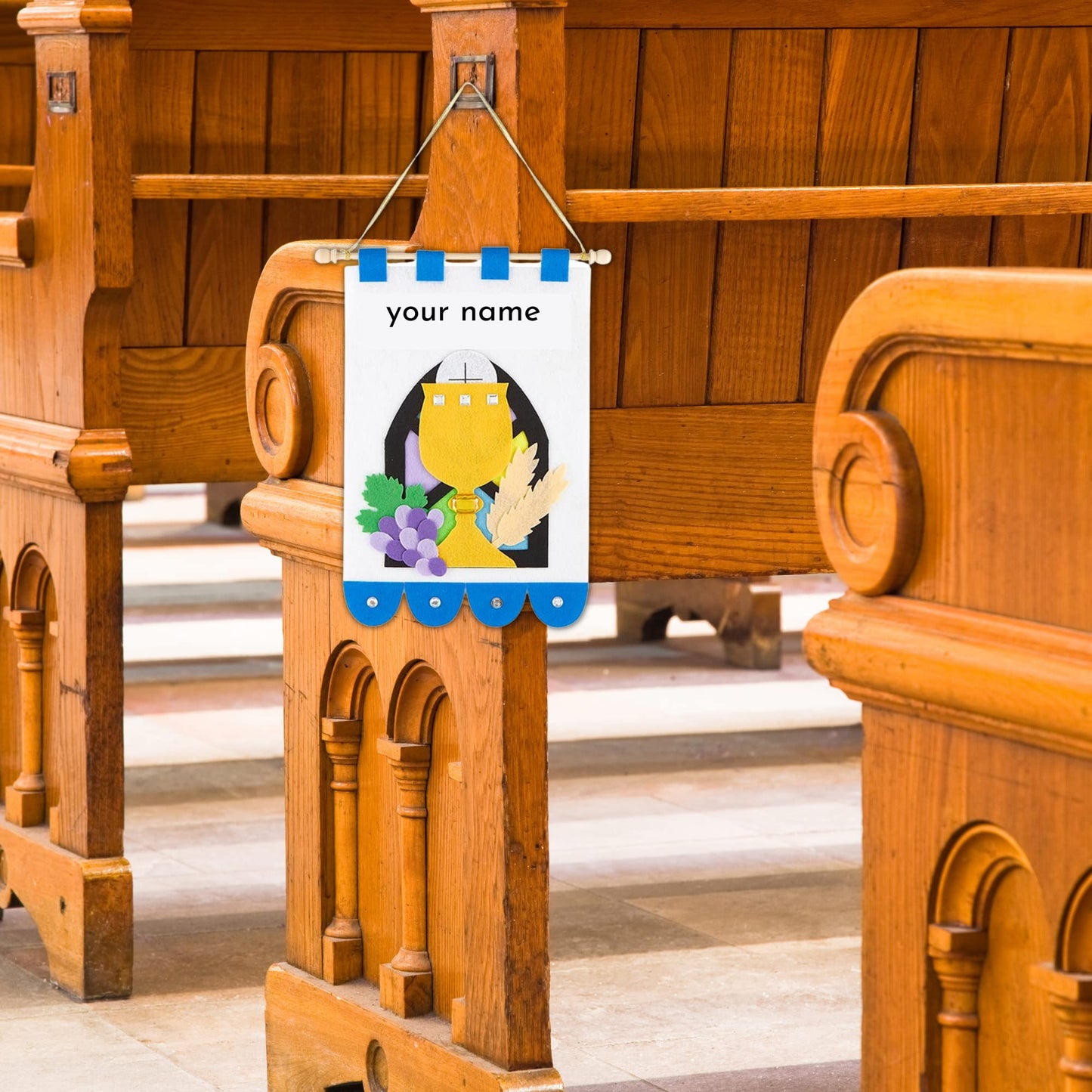 My First Communion Banner Kit, Catholic DIY Craft for Girls and Boys, Includes Supplies and Instructions, 12" X 9"