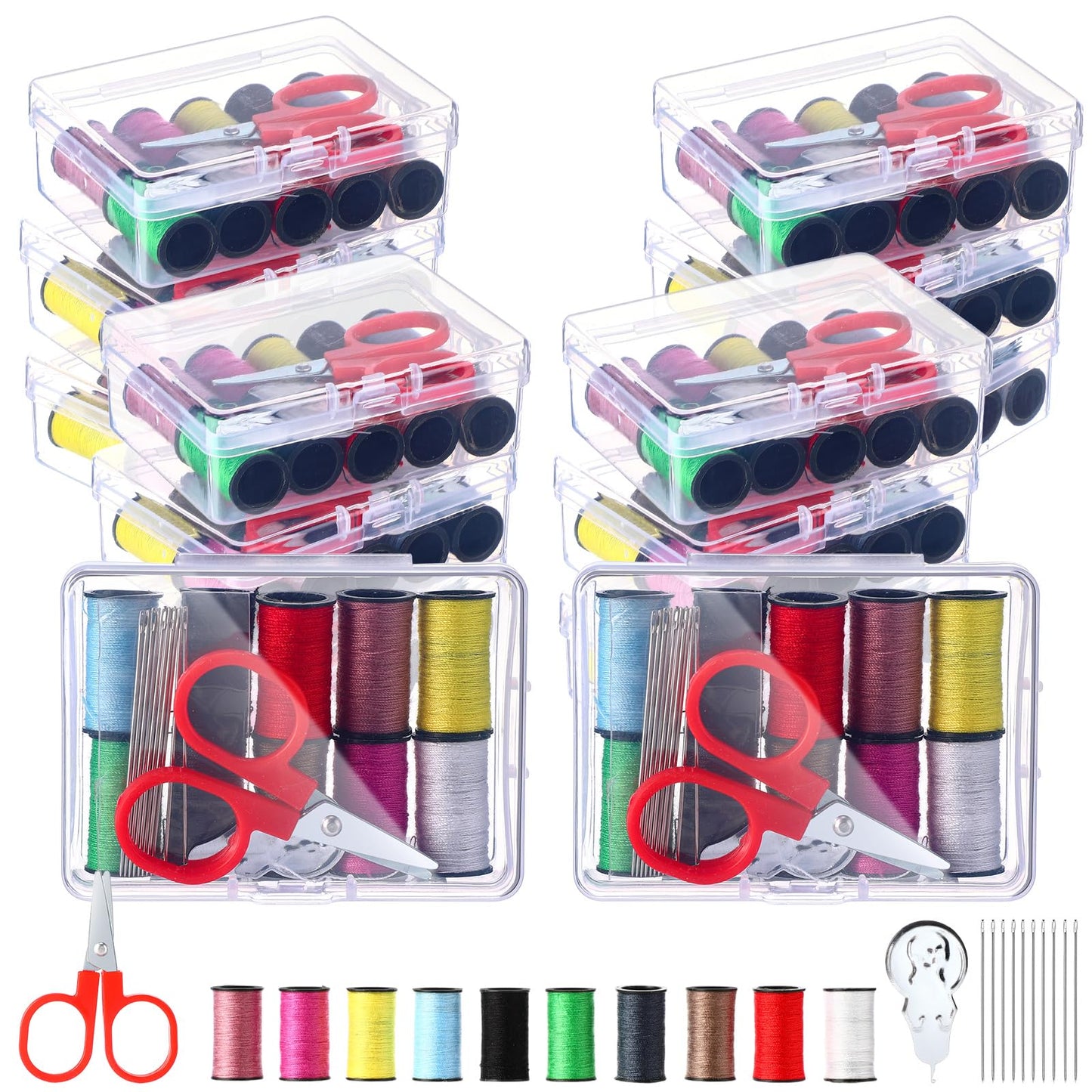 Wavwavw 24 Pcs Mini Travel Sewing Kit Small Sewing Kit Beginner DIY Supplies Needle and Thread with Scissors Hand Needles Threader for Beginner Traveler Hotel Charity Homeless