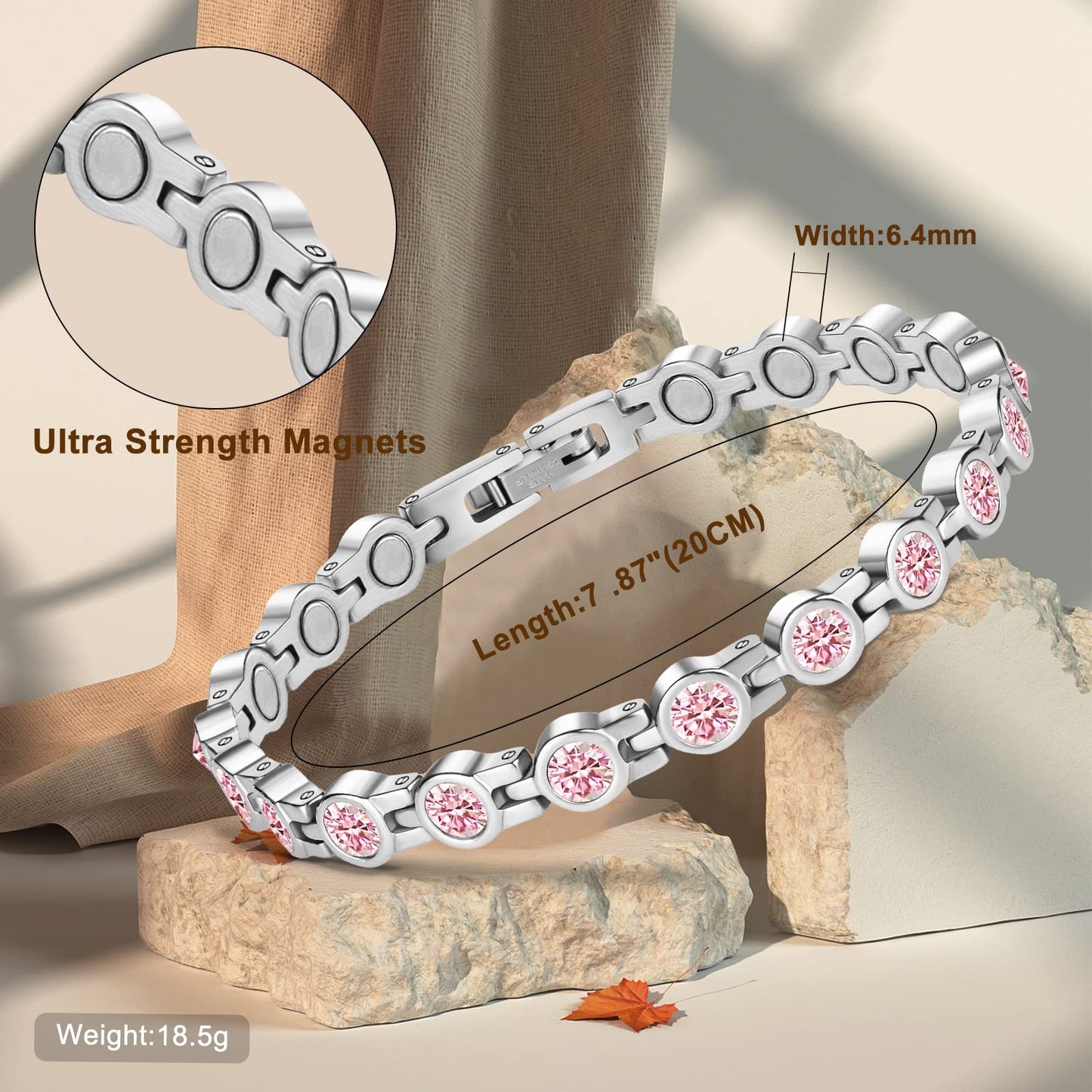 JEROOT Ultra Strength Magnetic Bracelet for Women | 3500-6000 Gauss Neodymium Magnets | Magnetic Therapy Jewelry with Adjustable Tool & Gift Packaging