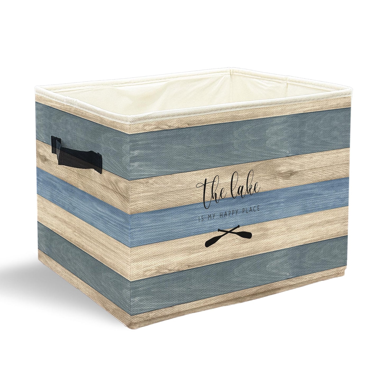 JFFTLL Lake House Storage Bins with Handles, Gifts for Lakes Lovers, the Lake Is My Happy Place Collapsible Laundry Basket Storage Box for Home Bedroom Bathroom Clothes Toys Books