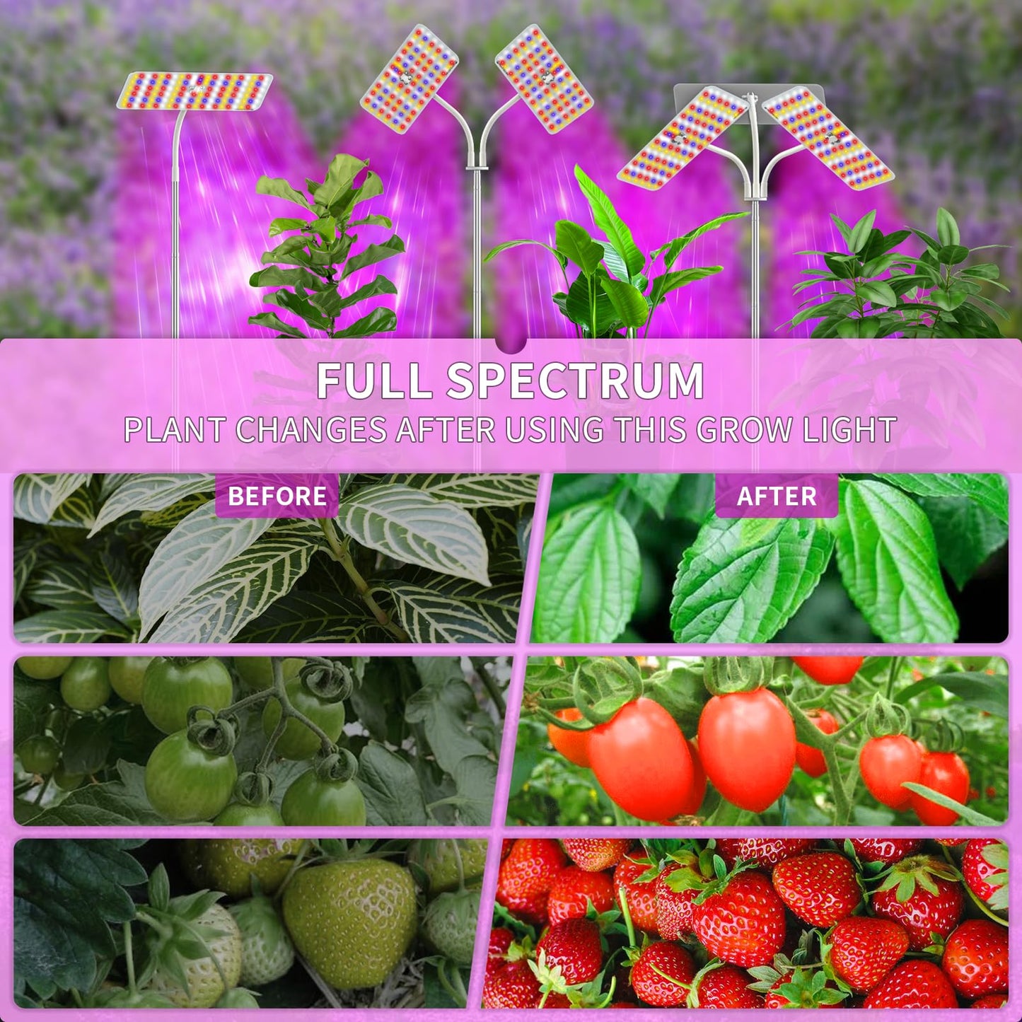 KINGPLUS Grow Lights with Stand, Full Spectrum Growing Light for Indoor Plants, 120 LEDs, 4 Dimmable Levels, Timer 4/8/12h, 12-60inches Height Adjustable,18w, Ideal for Desk Small Plants