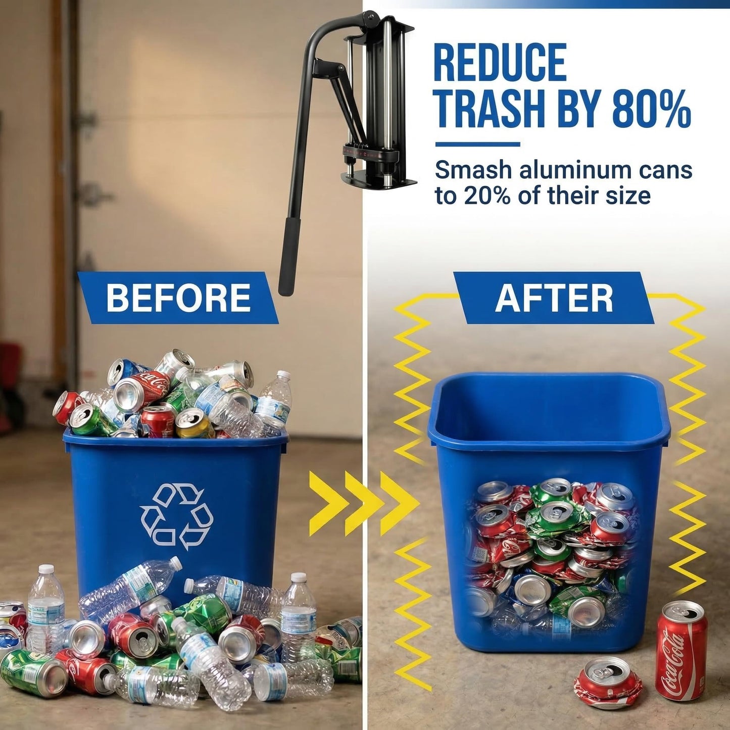 MasterCrush Wall Mounted Aluminum Can Crusher Heavy Duty – Tin and Plastic Bottle Smasher for Recycling (12oz/16oz/24oz/32oz)
