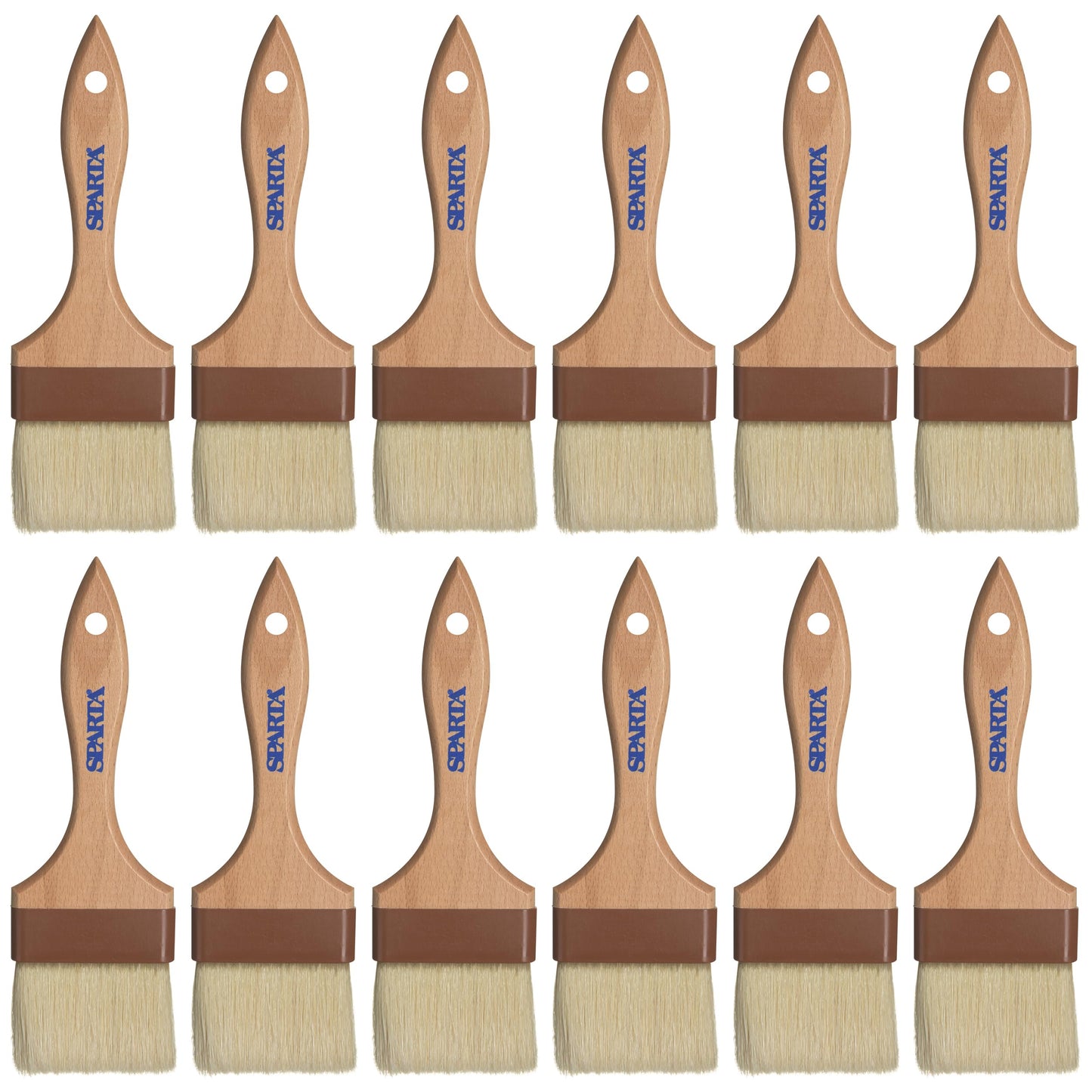 SPARTA 4037600 Boarhair Basting Brush, Flat Brush with Flat Brushhead, 9.25"L x 4"W, Wood Handle