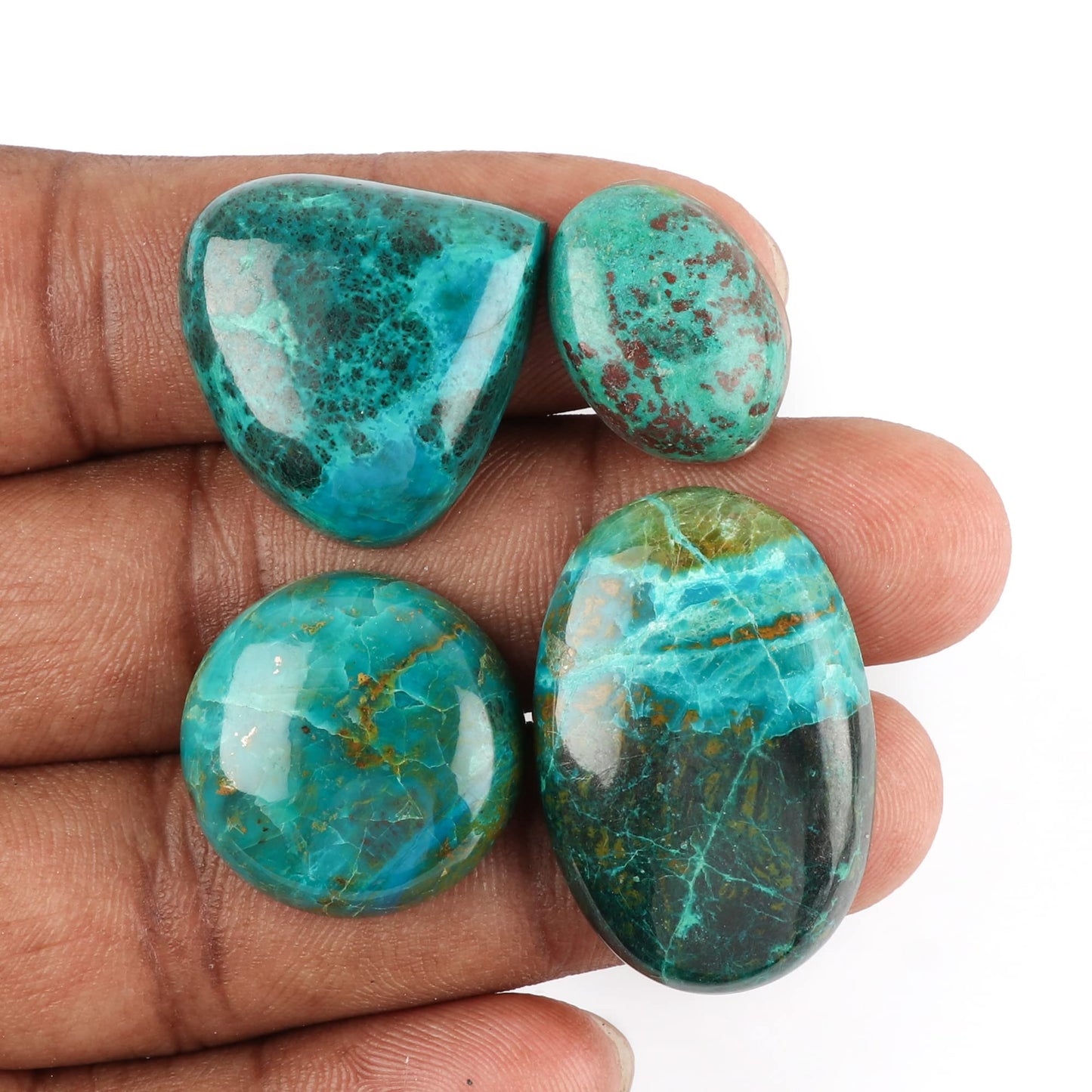 Natural Chrysocolla Cabochon Gemstone Lot | 10–20 mm Polished Oval & Freeform Stones | 100 Carat Mixed Cabochons for Jewelry Making, Cabbing & Crystal Healing