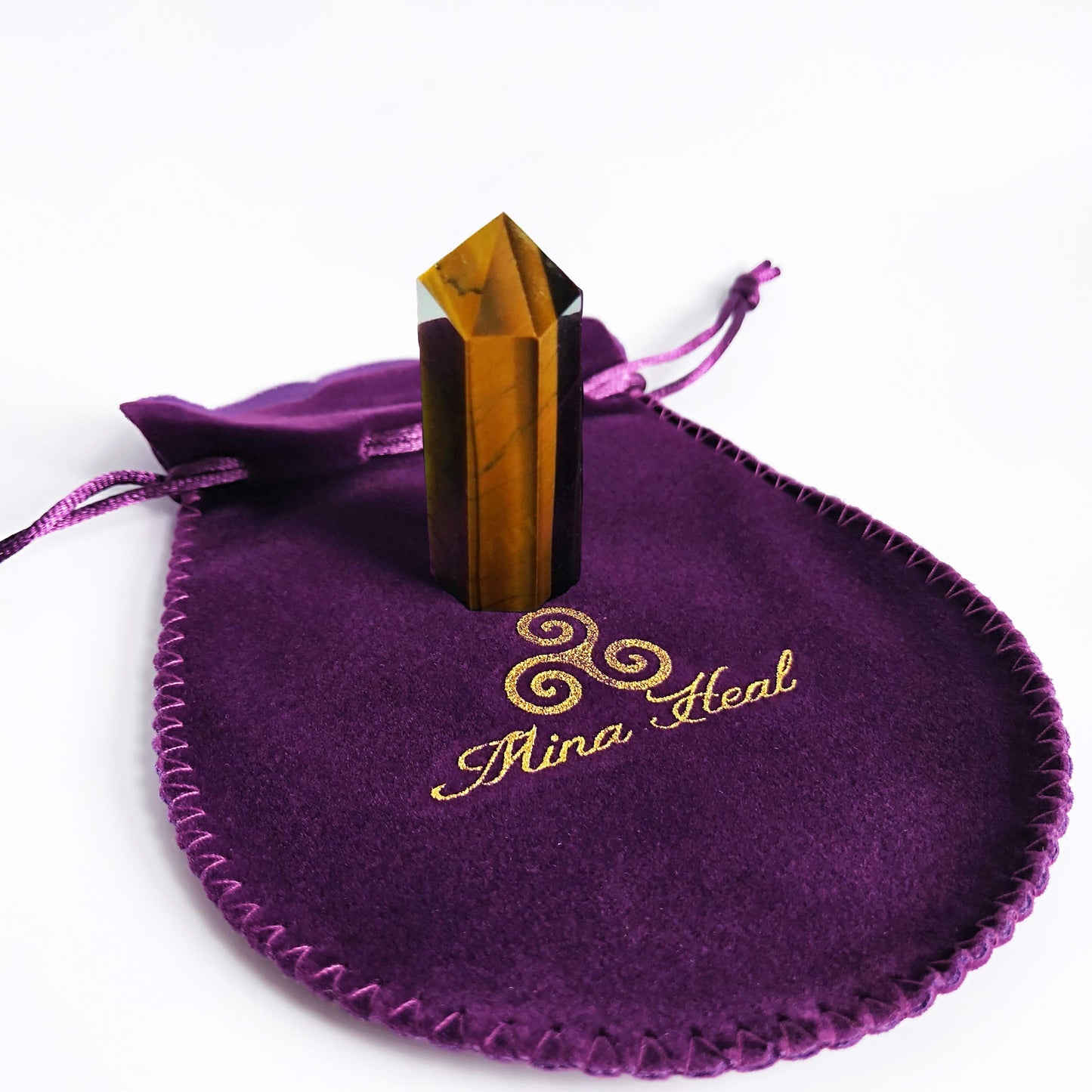 Healing Crystal Wand of Tiger's Eye Pointed & Faceted Prism Bar for Reiki Chakra Meditation Therapy Deco