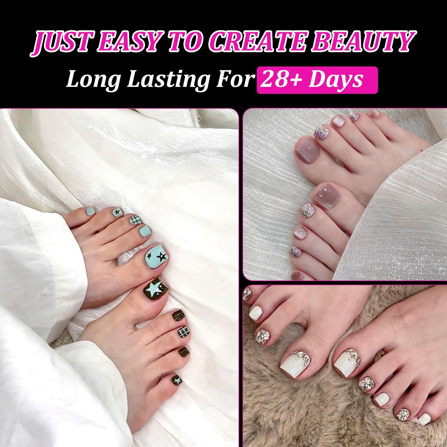Lsnisni Square Shape False Toe Nails Tips, 320 Pcs Gel X Toe Nail Tips, Full Cover Long Wider Toe Nail Tips Toe Press on Nails for Women or Girls to Diy Nails 16 Sizes for Your Choice