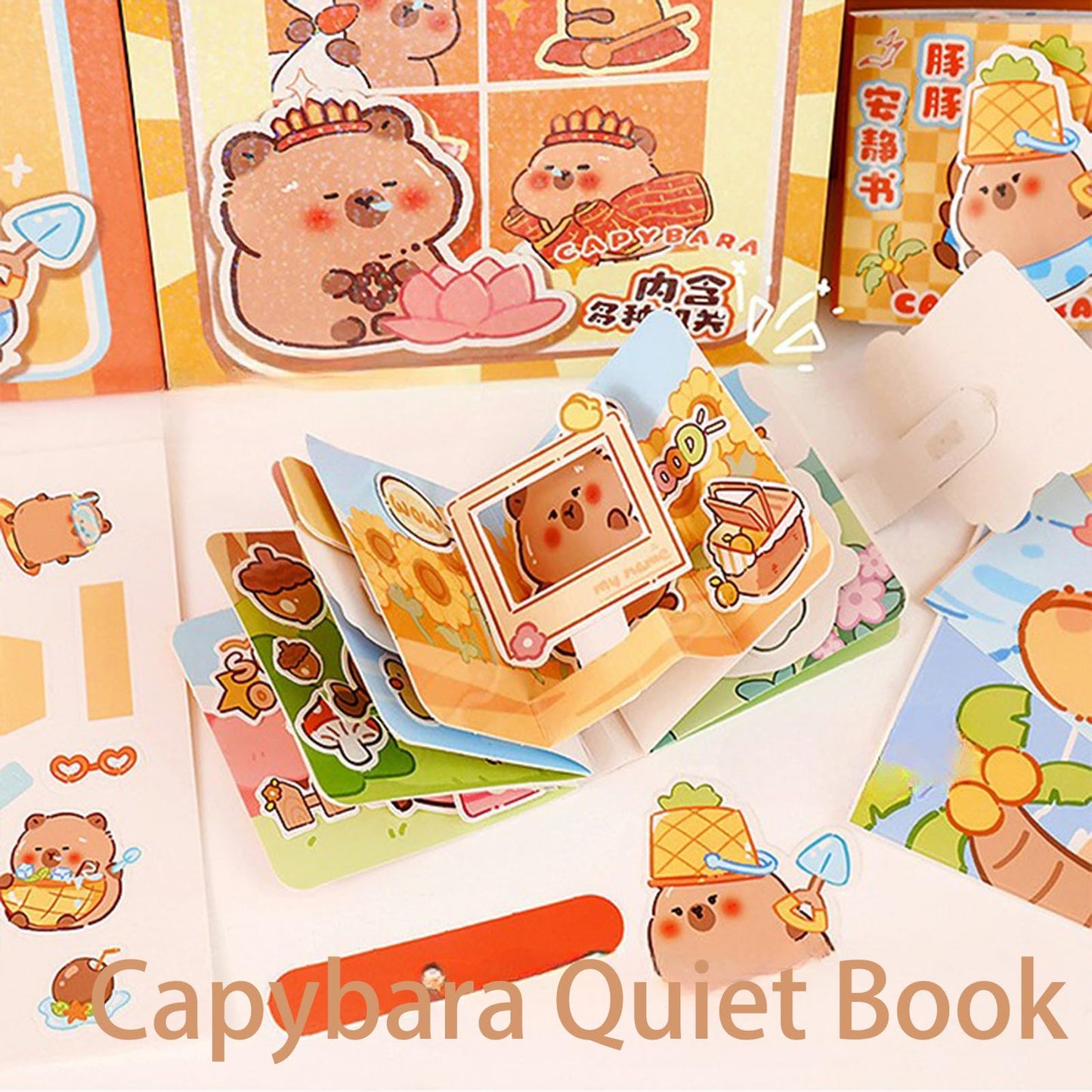 ERANC Capybara Stationery Set for Girls – Cute School Supplies Gift Bundle with Pencils, Notebook, Triangle Ruler, Stickers, Notepad, and Keychain Charm – Nice Gift for Kids (127Pcs)