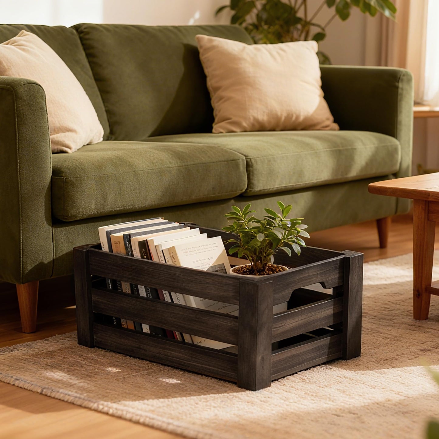 HFYFYXGS Wooden Crates for Storage and Display - Set of 3 Heavy Duty Nesting Wood Crates, Rustic Farmhouse Decorative Storage Boxes for Shelves, Pantry & Home Organization (L/M/S)