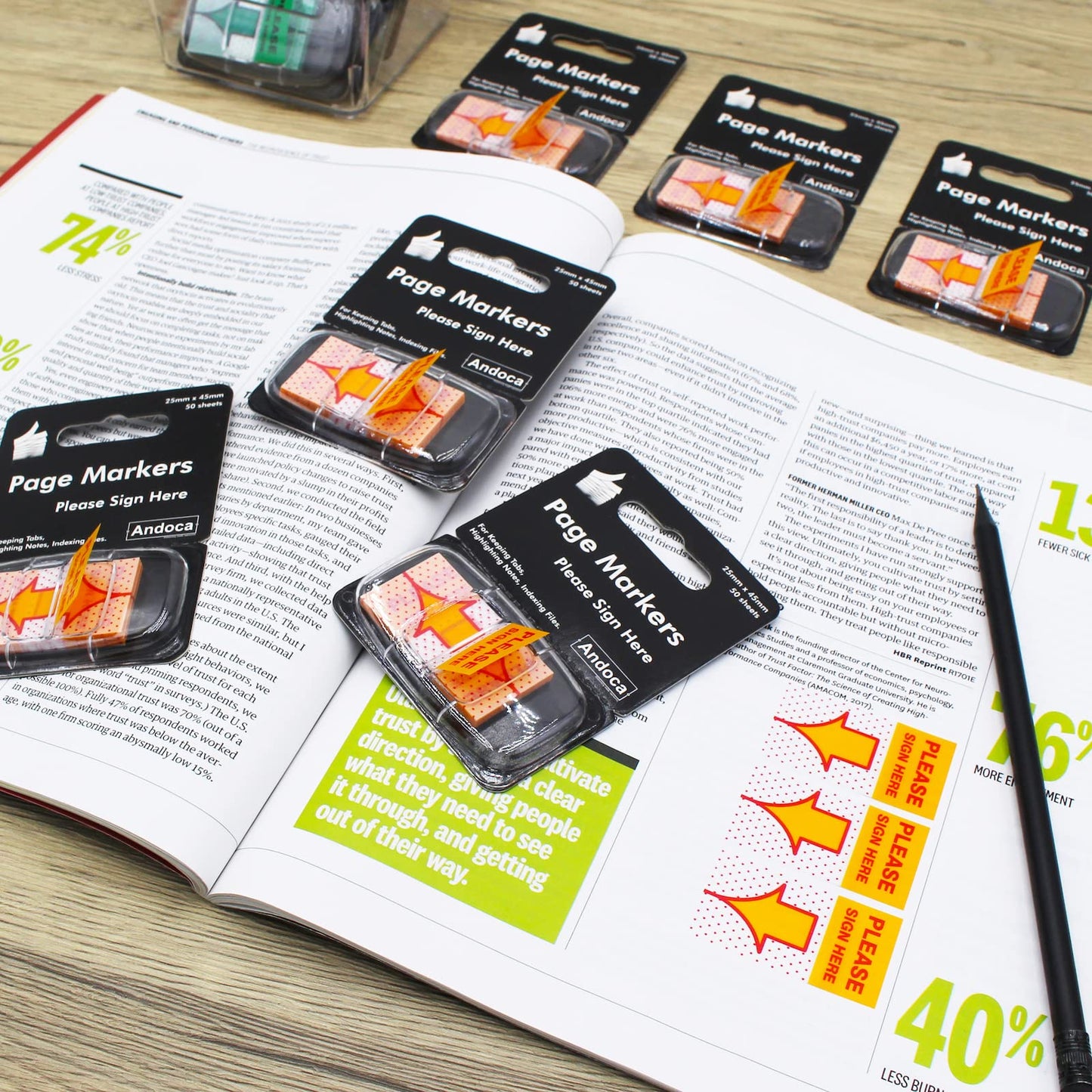 Please Sign Here Message Flags, 300 Pages Total, 0.98 x 1.77 Inch Wide, Easy to Post, 50 Flags/Dispenser, Medium Yellow, 6 Dispensers/Pack