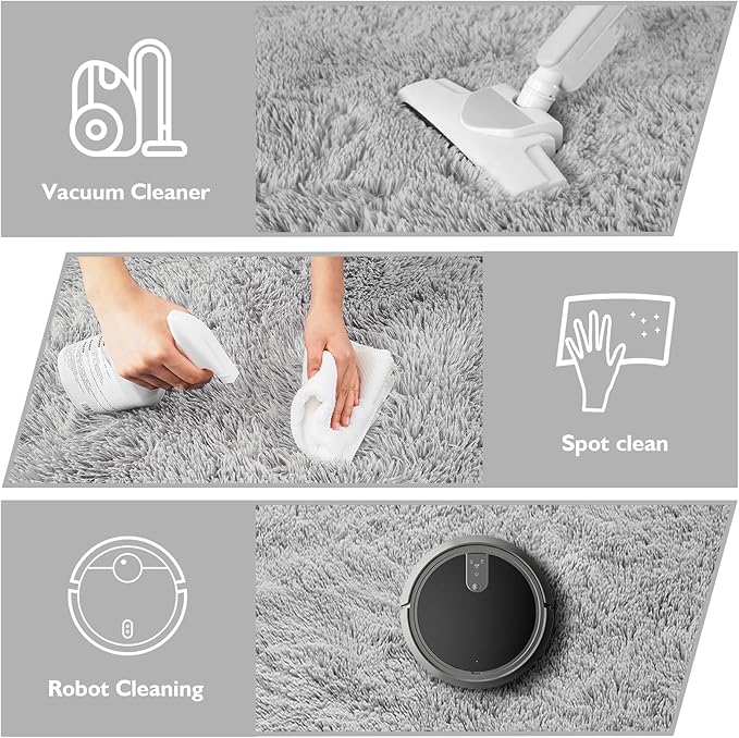 yulidayang Soft Round Area Rug for Kids Bedroom, Fluffy Fuzzy Shaggy Rug 4'X4'for Living Room, Non Slip Circle Plush Rug for Girls Room Nursery Dorm Decor,Light Grey