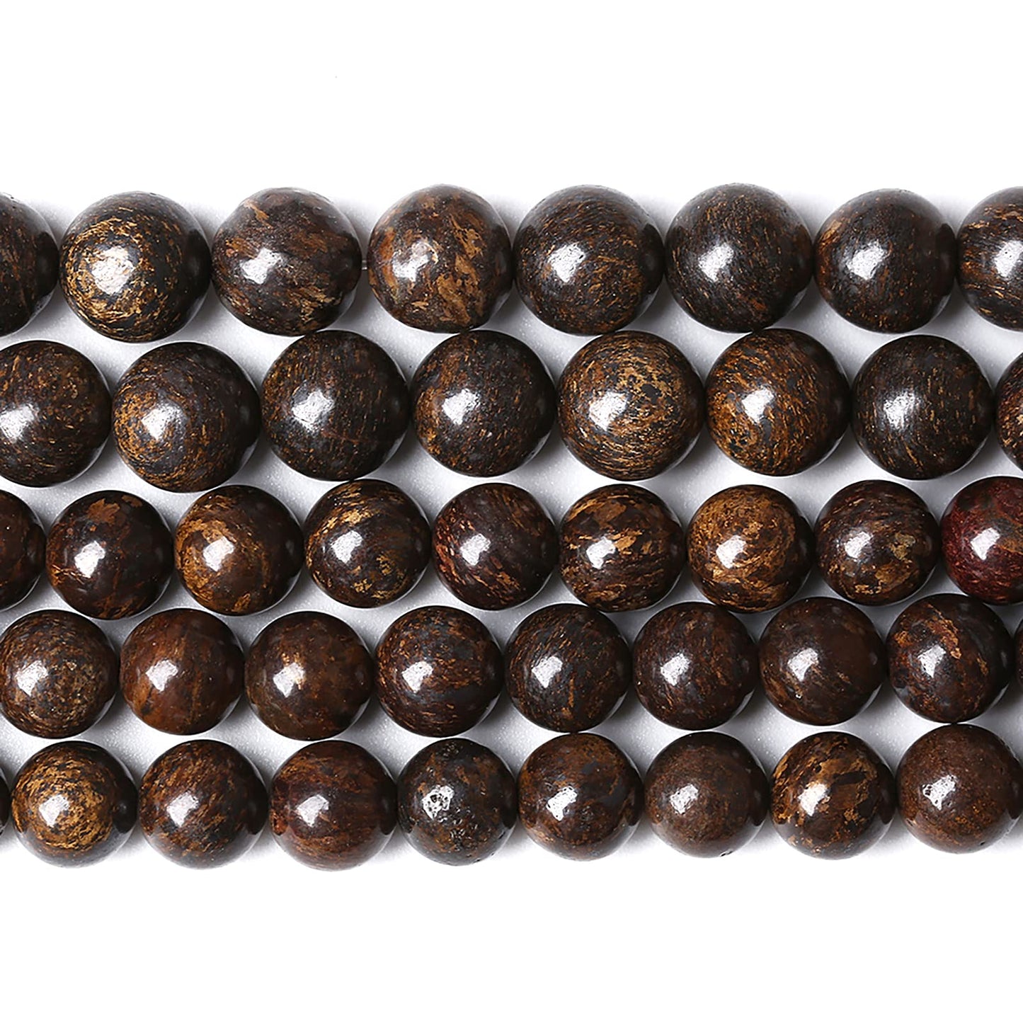 58pcs 6mm Natural Stone Beads Brown Bronzite Gemstone Round Loose Beads for Jewelry Making DIY Bracelet Necklace