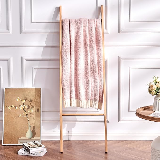 CozeCube Melange Blanket, Ultra Soft Pink and White Throw Blanket, Warm Cozy Knit Fuzzy Plush Reversible Throw for Couch Bed Sofa, 60"x80"