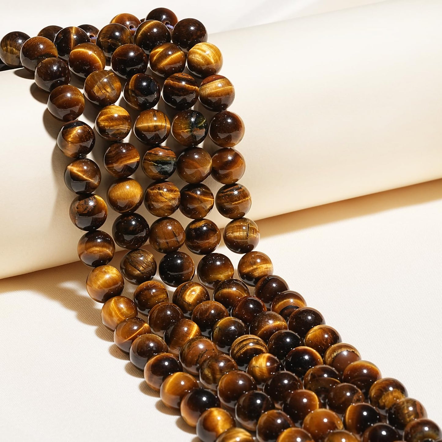 8mm Natural Yellow Tiger Eye Gemstone Beads Polished Round Smooth Stone Beads for Bracelets Jewelry Making 15inch Loose Beads