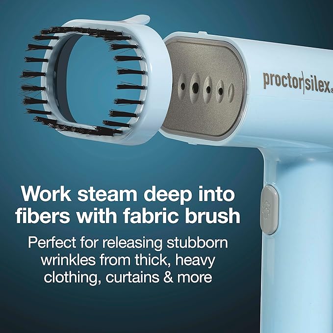 Proctor Silex Compact Travel Iron & Garment Steamer for Clothes, Ready in 45 Seconds for 7 Minutes of Continuous Use, Portable and Lightweight, Vacation Essentials, 1200 Watts, 120 ml Water Tank, Blue