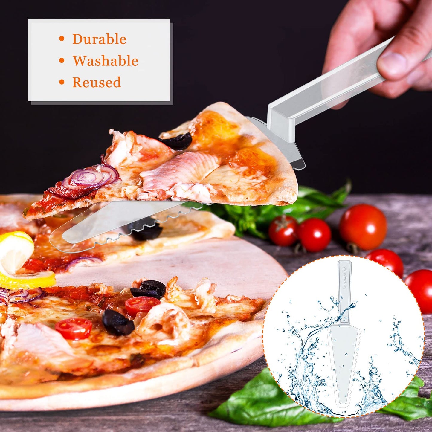 Suclain 200 Pieces Clear Disposable Cake Knife Bulk for Wedding Party 9.1 Inch Plastic Cake Server Cutting Plastic Spatula Knives Pie Pizza Pastry Slicer Serving Utensils for Kitchen